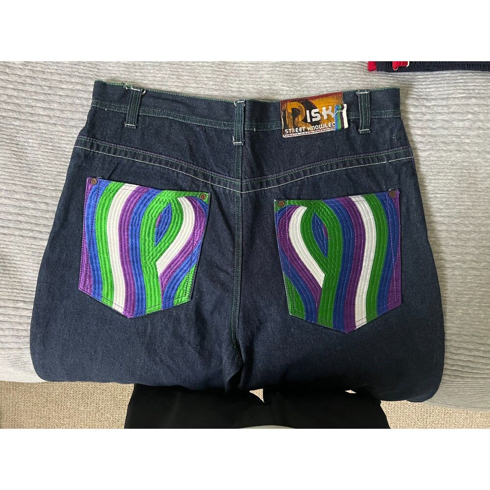 Embroidered Risk Denim Jeans - Picture 8 of 11